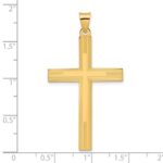 14k Polished and Line Design Solid Cross Pendant - Image 3