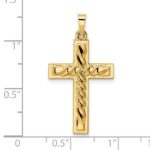 14k Polished and Twisted Hollow Cross Pendant - Image 3