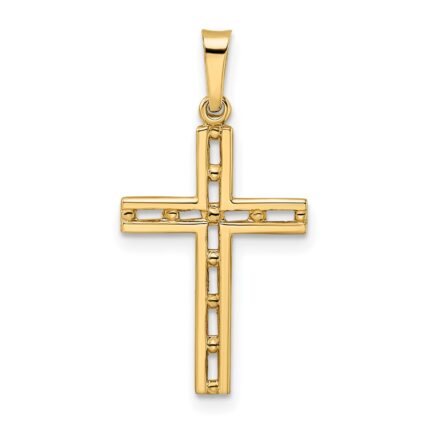 14k Polished Solid Cut-out Cross Pendant