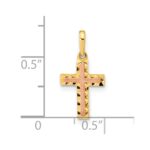 14K Two-tone Mini Diamond-cut Cross Pendant - Image 2