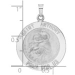 14k White Gold Polished Solid St Anthony Medal Pendant - Image 3