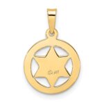 14k Polished and Textured Solid Star of David in Round Frame Pendant - Image 4