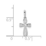 14K White Gold CZ Cross Pendant - Image 3