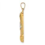 14k Two-tone Polished and Textured Hollow Torah Scroll with Star of David Pendant - Image 2