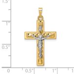 14k Two-tone Polished and Twisted Hollow INRI Crucifix Pendant - Image 3