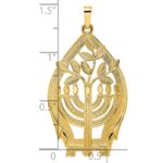 14k Polished Hollow Large Menorah and Tree of Life Pendant - Image 3