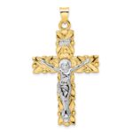 14k Two-tone Polished Solid INRI Crucifix Pendant