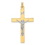 14k Two-tone Solid INRI Crucifix Pendant