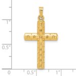 14k Polished and Textured Hollow Latin Cross Pendant - Image 4