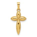 14k Polished Hollow Beaded Edge Passion Cross Pendant