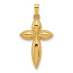 14k Polished Hollow Beaded Edge Passion Cross Pendant