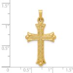 14k Hollow Fleur De Lis Cross Pendant - Image 3