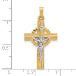 14k Two-Tone Hollow INRI Iona Crucifix Pendent - Image 4