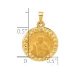 14K Polished and Satin Hollow Sacred Heart of Jesus Medal Round Pendant - Image 4