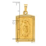 14K Polished and Satin Hollow Our Lady of Guadalupe Rectangular Pendant - Image 4