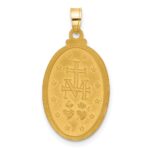 14k Polished and Satin Solid Miraculous Medal Oval Pendant - Image 3