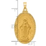 14k Polished and Satin Solid Miraculous Medal Oval Pendant - Image 4