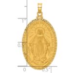 14k Polished and Satin Solid Miraculous Medal Oval Pendant - Image 4