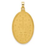 14K and White Rhodium Polished and Satin Solid Miraculous Medal Oval Pendant - Image 3