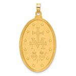14K and White Rhodium Polished and Satin Solid Miraculous Medal Oval Pendant - Image 3