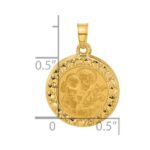 14K Polished and Satin Hollow St. Joseph Medal Round Pendant - Image 4
