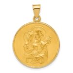 14k Polished and Satin Solid Large St Joseph Medal Round Pendant