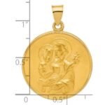 14k Polished and Satin Solid Large St Joseph Medal Round Pendant - Image 4
