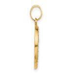 14K with White Rhodium Polished and Satin Hollow St. Michael Medal Round Pendant - Image 2