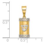 14k with White Rhodium Polished Mezuzah with Shin Pendant - Image 4