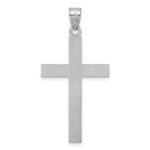 14k White Gold Florentine Satin Cross Pendant - Image 3