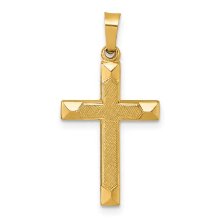 14k Polished And Textured Latin Cross Pendant