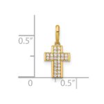 14k Polished Pave CZ Latin Cross Charm / Pendant - Image 4