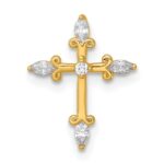 14k Polished Fancy CZ Cross Chain Slide Pendant
