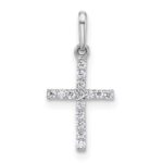 14k White Gold Polished CZ Latin Cross Pendant
