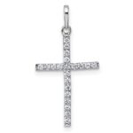 14k White Gold Polished CZ Latin Cross Pendant