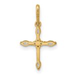 14k Polished and Beaded Fancy CZ Cross Charm / Pendant - Image 3