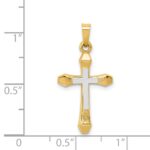 14k and White Rhodium Hollow Cross Pendant - Image 3