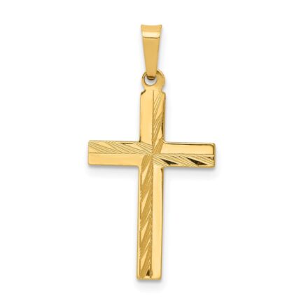 14k Diamond-cut Hollow Cross Pendant