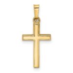 14k Small Hollow Textured with Heart Reversible to All Polished Cross Charm - Image 4