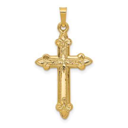 14k Fleur De Lis Cross Pendant