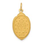 14k Polished and Satin Solid Miraculous Medal Oval Pendant - Image 3