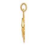 14k Polished and Satin Solid Sacred Heart of Jesus Medal Scalloped Edge Round Charm - Image 2