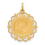 14k Polished and Satin Solid Saint Theresa Medal Scalloped Edge Round Charm - Image 4
