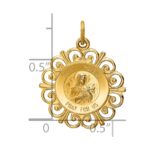 14k Polished and Satin Solid Saint Theresa Medal Scalloped Edge Round Charm - Image 3
