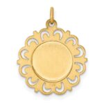 14k Polished and Satin Solid Saint Francis of Assisi Medal Scalloped Edge Round Pendant - Image 3