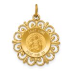 14k Polished and Satin Solid Saint Anne Medal Scalloped Edge Charm