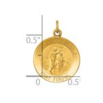 14k Polished and Satin Solid St John the Baptist Medal Round Pendant - Image 3