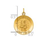 14k Polished and Satin Solid Saint Roch Medal Round Charm - Image 3