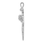 14K White Gold Textured Nail Cross Charm - Image 2