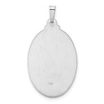 14k White Gold Polished and Satin Solid Saint Christopher Medal Oval Pendant - Image 4